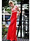  Clearance!Sheath/ Column Scoop Floor-length Satin With Pattern/ Print Side Draping Evening Dress