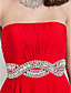  A-line Strapless Floor-length Chiffon Evening Dress