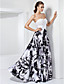  A-Line Novia piso-longitud de tramo satinado vestido de noche
