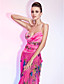  Sheath/Column Spaghetti Straps Asymmetrical Tea-length Cocktail Dress