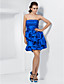  espaguete vestido de baile Correias curto / mini vestido de cocktail de tafetá com alças removíveis