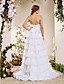  uma linha de trem tribunal strapless assimétrica organza vestido de capina