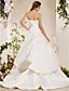  Ball Gown Strapless Court Train Satin Weeding Dress