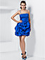  espaguete vestido de baile Correias curto / mini vestido de cocktail de tafetá com alças removíveis