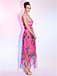  Sheath/Column Spaghetti Straps Asymmetrical Tea-length Cocktail Dress