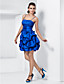  espaguete vestido de baile Correias curto / mini vestido de cocktail de tafetá com alças removíveis