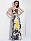  A-line Strapless Floor-length Chiffon Evening Dress
