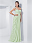  schede / kolom een ​​schouder lieverd vloer-length chiffon avondjurk