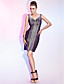  Sheath/Column V-neck Short/Mini Stretch Satin And Tulle Cocktail Dress With A Wrap
