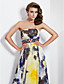  A-line Strapless Floor-length Chiffon Evening Dress