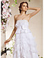  uma linha de trem tribunal strapless assimétrica organza vestido de capina