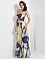  A-line Strapless Floor-length Chiffon Evening Dress