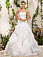  Ball Gown Strapless Court Train Organza Wedding Dress