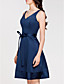  a-line v con cuello en la rodilla-longitud del vestido la dama de honor satin
