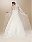  One-tier Tulle Scalloped Edge Chapel Wedding Veil With Satin Flower