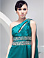  A-line One Shoulder Sweep/ Brush Train Stretch Satin Evening Dress