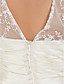  A-line V-neck Chapel Train Lace Plus Size Wedding Dress