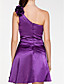  A-line One Shoulder Short/ Mini Stretch Satin Bridesmaid Dress