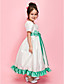  A-line/Ball Gown Jewel Ankle-length Taffeta Flower Girl Dress With Ribbon And Bow