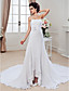  Sheath/ Column Strapless Chapel Train Chiffon Wedding Dress