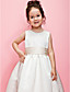  A-line/Ball Gown Jewel Tea-length Satin Flower Girl Dress With Ribbon and Flower