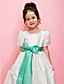  A-line/Ball Gown Jewel Ankle-length Taffeta Flower Girl Dress With Ribbon And Bow