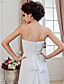  Sheath/ Column Strapless Chapel Train Chiffon Wedding Dress