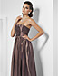  A-line Strapless Floor-length Taffeta Evening Dress