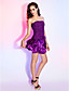 A-line Strapless Short/Mini Satin Cocktail Dress With Pick-up Skirt And Bow