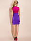 TS Contrast Color Gather Waist Dress