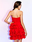  A-line Sweetheart Short/Mini Chiffon And Stretch Satin Cocktail Dress