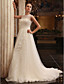 a-line jewel sweep / cepillo de de tren vestido de novia tulle