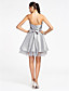  A-line Sweetheart Strapless Knee-length Organza Over Taffeta Organza Bridesmaid Dress