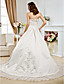  Ball Gown Strapless Chapel Train Satin And Organza Wedding Dress