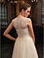  a-line jewel sweep / cepillo de de tren vestido de novia tulle