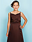 A-line V-neck Floor-length Satin Junior Bridesmaid Dress