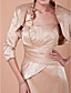  Sheath/Column Strapless 3/4 Length Sleeve Knee-length Satin Mother of the Bride Dress With A Wrap