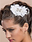  Gorgeous Tulle Wedding Bridal White Feather Rhinestone Headpiece