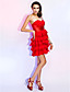  A-line Sweetheart Short/Mini Chiffon And Stretch Satin Cocktail Dress