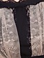  Robe Dentelle Manche Longues Décolleté Couches Superposées (Beige et Noir)
