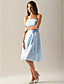  A-line Princess Strapless Knee-length Satin Bridesmaid/ Wedding Party Dress