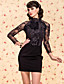  TS VINTAGE High Collar Navy Lace Black Dress