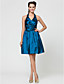  A-line Halter Knee-length Taffeta Bridesmaid Dress