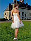  Sheath/Column Sweetheart Knee-length  Lace And Tulle Wedding Dress