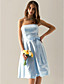  A-line Princess Strapless Knee-length Satin Bridesmaid/ Wedding Party Dress