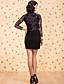 TS VINTAGE High Collar Navy Lace Black Dress