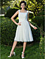  A-line/Princess Square Knee-length Chiffon Wedding Dress