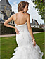  Trumpet/Mermaid Sweetheart Strapless Chapel Train Organza Tiered Wedding Dress