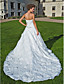 A-line Sweetheart Strapless Chapel Train Organza Wedding Dress