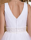  A-line V-neck Floor-length Tulle Wedding Dress
